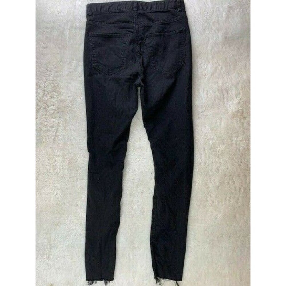 H&M Divided Size 8 Womens Skinny Jeans Black Distressed Rip Torn Raw Hems - Picture 3 of 4